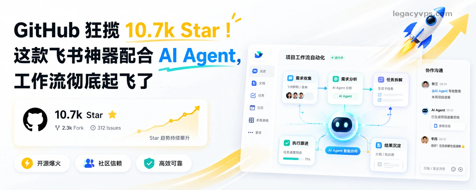 GitHub 狂揽 10.7k Star！这款飞书神器配合 AI Agent，工作流彻底起飞了