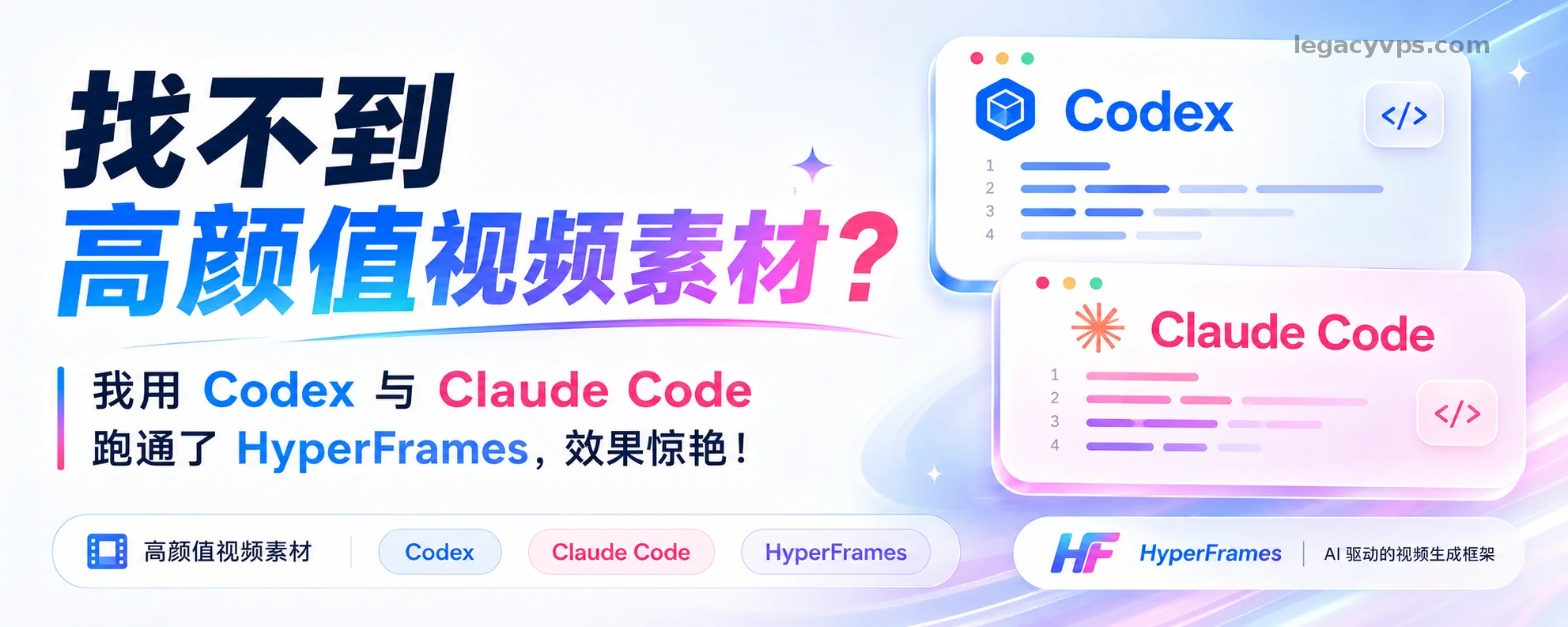找不到高颜值视频素材？我用Codex与Claude Code跑通了HyperFrames，效果惊艳！